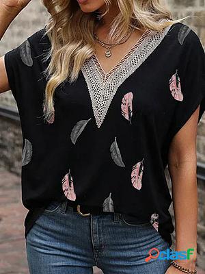 Casual V-neck Loose Bat Sleeve Chiffon Blouses