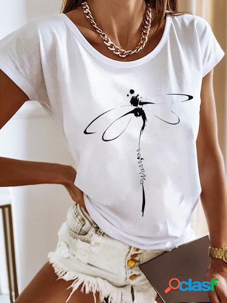 Casuale Jersey Libellula Sciolto T-shirt