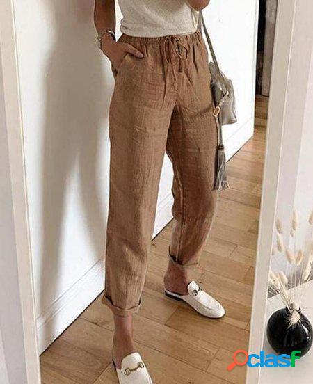 Casuale Poliestere Cotone Tinta unita Pantaloni