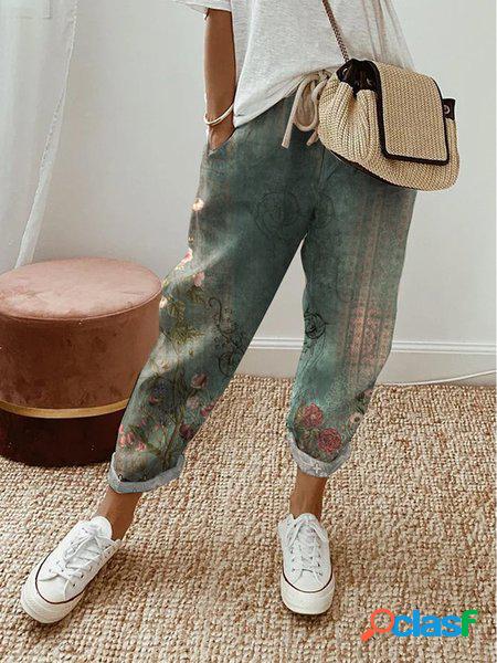 Casuale Stampa Pantaloni