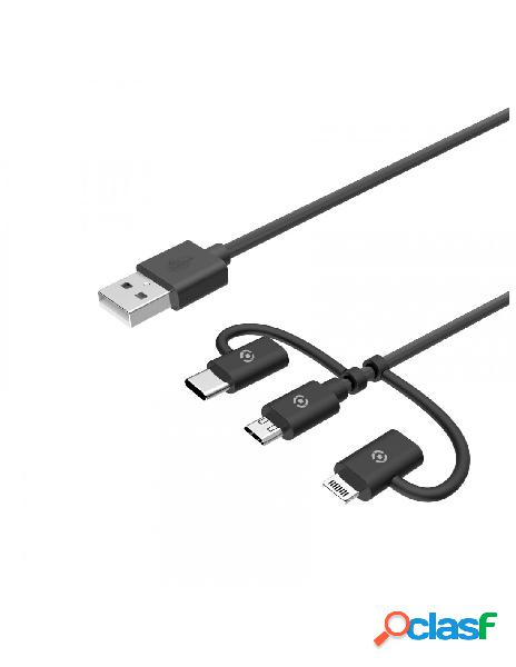 Celly usb to micro usb type c and lightning cable 1m