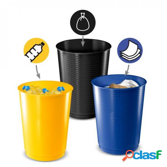 Cestino raccolta differenziata - 40 L - giallo / blu / nero