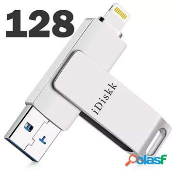Chiavetta iDiskk OTG - USB tipo A/Lightning - 128 GB