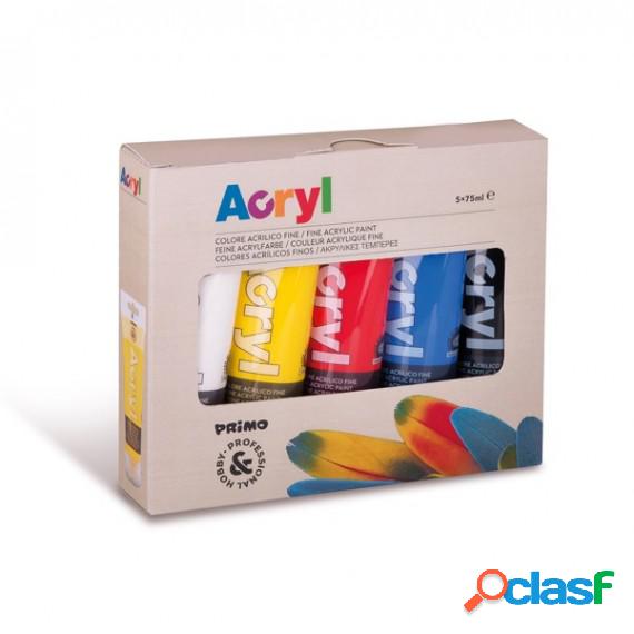 Colori Acryl - 75ml - colori assortiti - Primo - astuccio 5