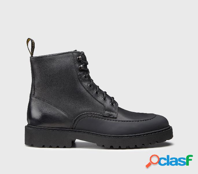 Combat boot con dettaglio gomma in pelle nera Nero 43M_U