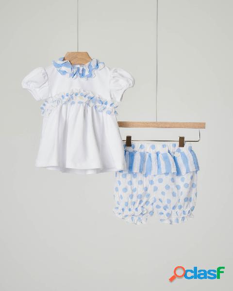 Completo composto da t-shirt bianca e coulotte fantasia