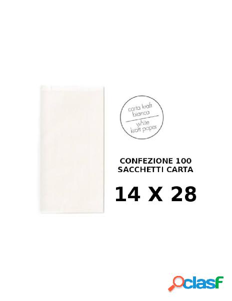 Confezione 100 sacchetti di carta misura 14x28 colore bianco