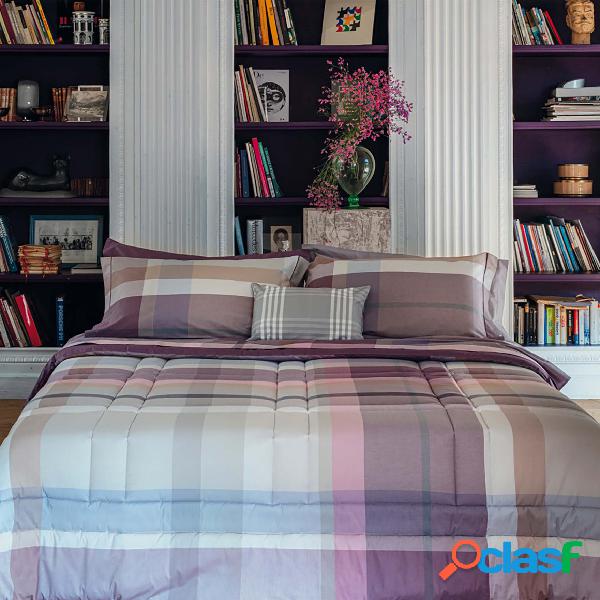 Copriletto trapuntato a due piazze a fantasia tartan color