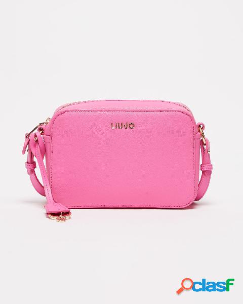 Cross bag rosa bubble in similpelle saffiano con tracolla