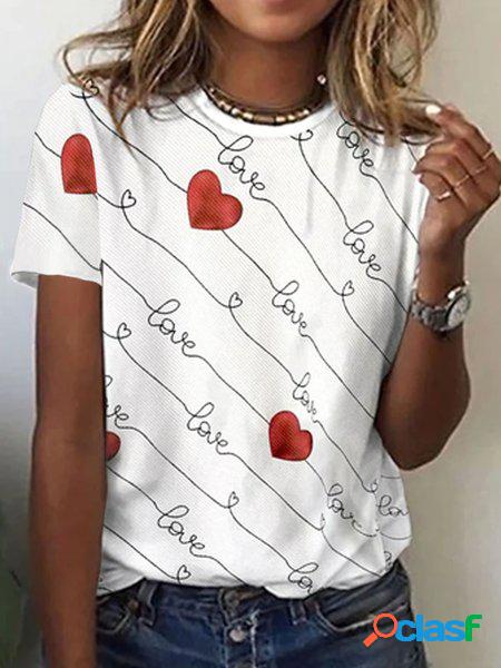 Cuore/corda Stampato Casuale T-shirt