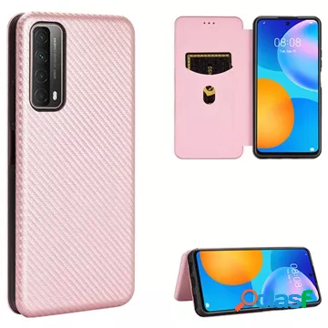 Custodia Flip Huawei P Smart 2021 - Fibra di carbonio - Rosa