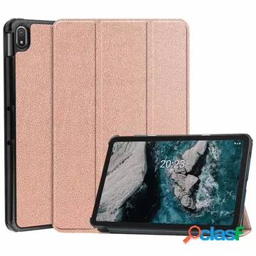 Custodia Folio Smart per Nokia T20 Serie Tri-Fold - Oro rosa