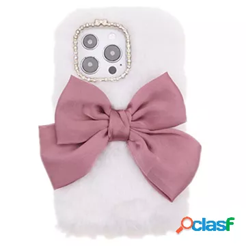 Custodia ibrida per iPhone 13 Pro in peluche Fluffy - bianca