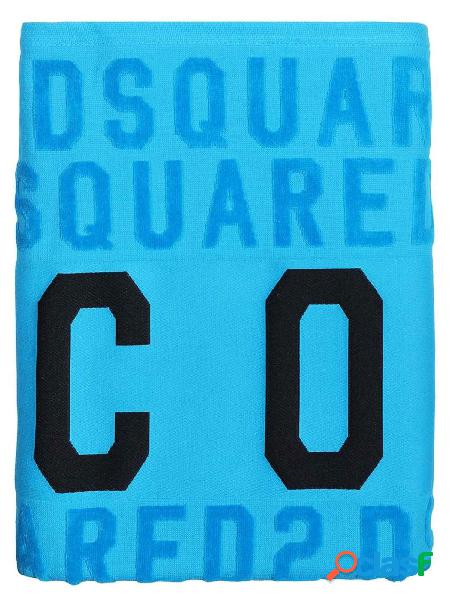 DSQUARED2 Telo mare con logo all over Turchese