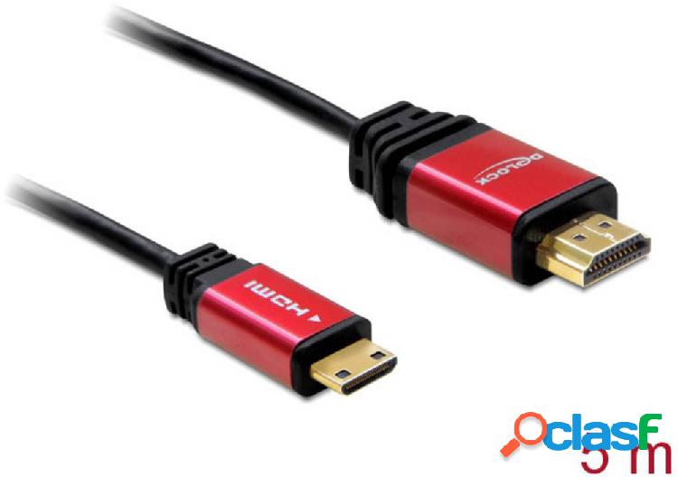 Delock HDMI Cavo Spina HDMI-A, Spina HDMI Mini-C 5.00 m Nero