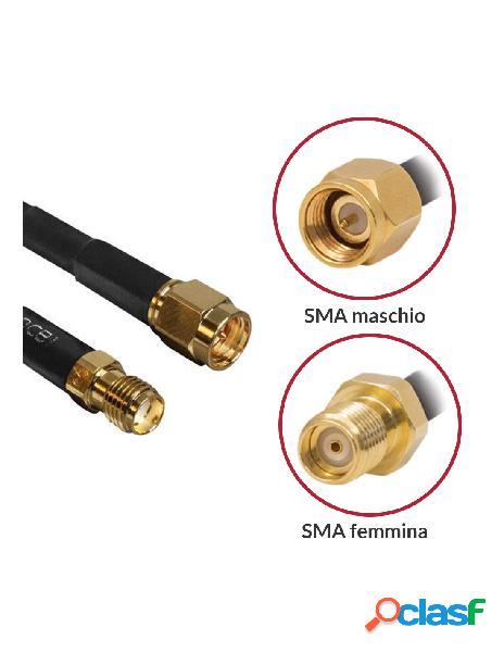 Delock - cavo antenna sma m/f a basse perdite 0,9m nero