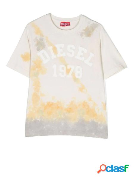 Diesel tshirt a maniche corte in fantasia ecrù