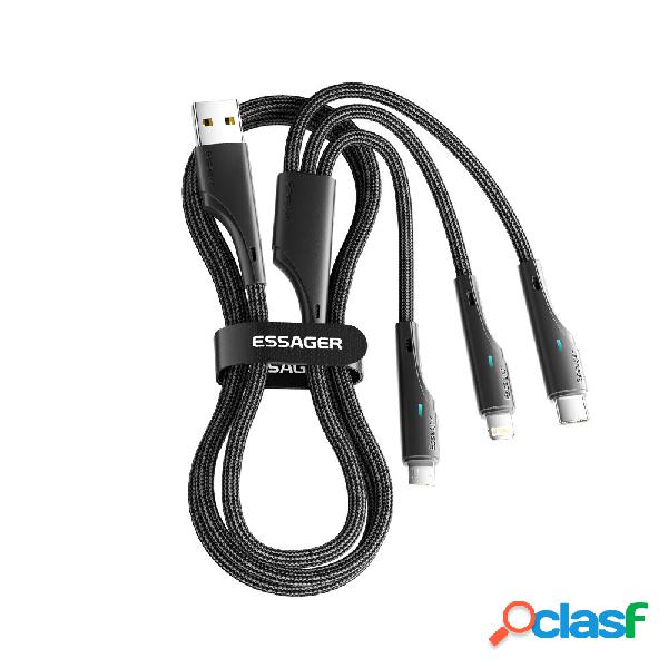 ESSAGER ES-X37 3A USB-A a Tipo-C/iP/Micro cavo USB ricarica