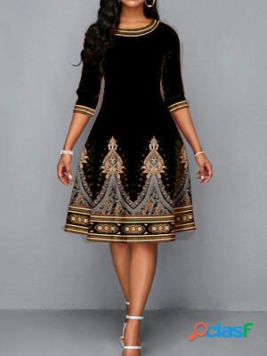 Ethnic Style Digital Printing Skater Dresses