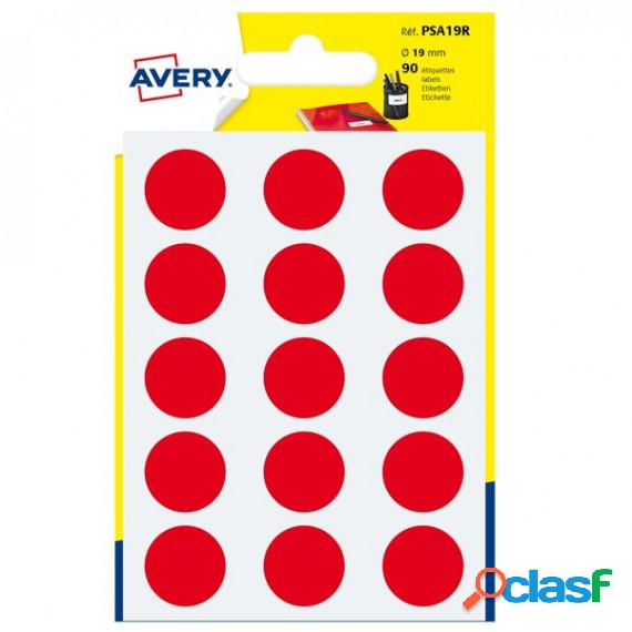 Etichetta adesiva tonda PSA - permanente - D 19 mm - rosso -