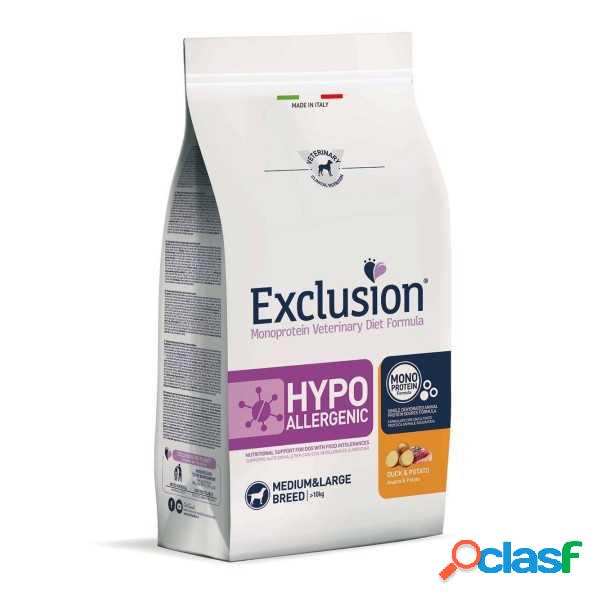Exclusion Hypoallergenic Anatra e Patate 12 kg Sacco con