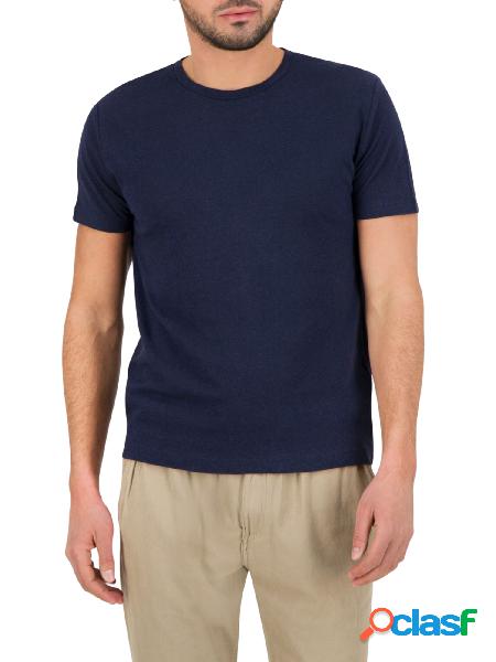 FRED MELLO T-shirt a maniche corte in misto lino Blu