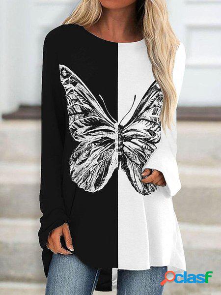 Farfalla Sciolto Girocollo Casuale T-shirt