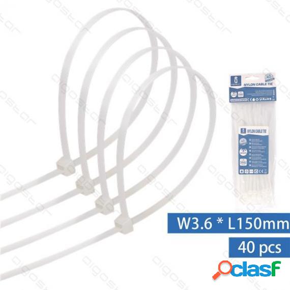 Fascetta Fermacavo In Nylon 3,6Mmx150Mm Bianca - Confezione