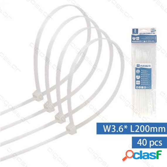 Fascetta Fermacavo In Nylon 3,6Mmx200Mm Bianca - Confezione