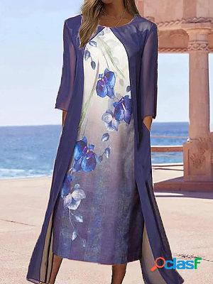 Fashion Elegant Chiffon 2 Piece Set Midi Dress