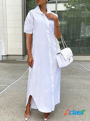 Fashion Extra Long Solid Color Short Sleeve Irregular Maxi