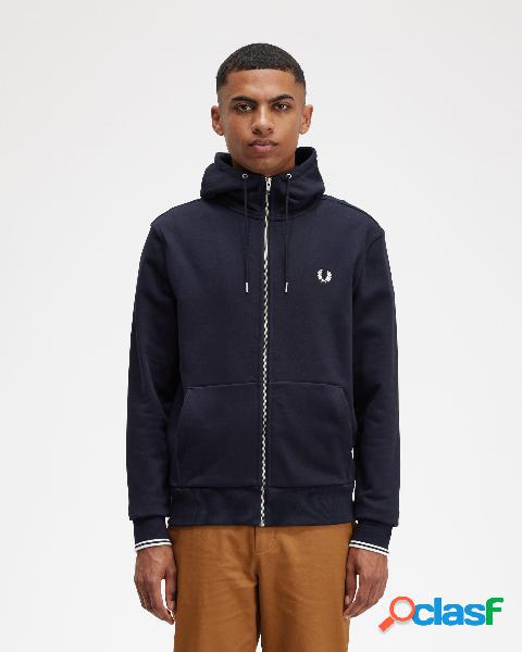 Felpa blu con cappuccio e chiusura zip