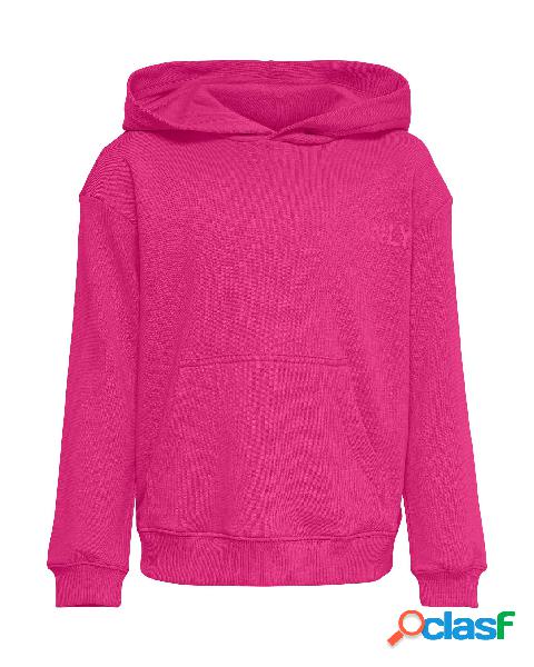 Felpa fucsia con cappuccio in cotone con logo in tono