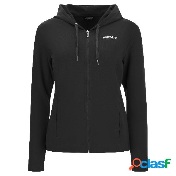 Felpa full zip con cappuccio e piccola stampa Freddy argento