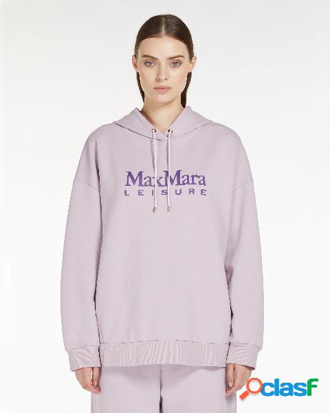 Felpa over color lilla in misto cotone con cappuccio e logo