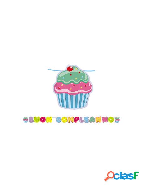 Festone kit scritta maxi buon compleanno cupcake c