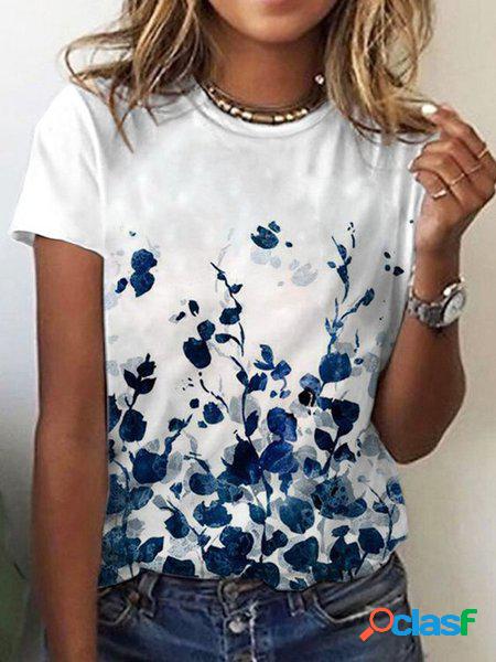 Floreale Girocollo Maniche Corte Casuale T-shirt