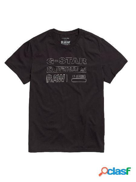 G-Star Tshirt a maniche corte con maxi logo nero