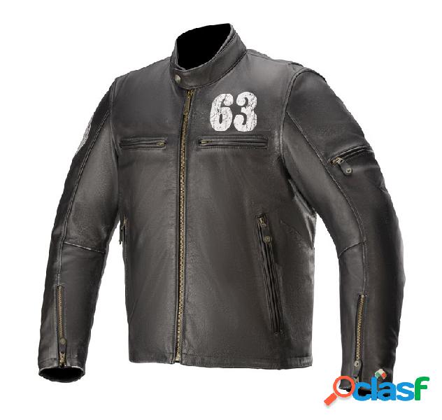 Giacca moto pelle Oscar by Alpinestars SIXTY THREE Nero