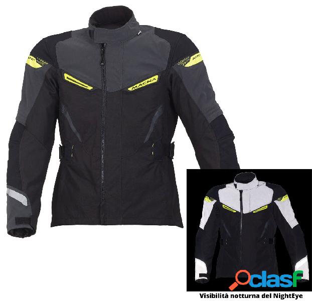Giacca moto touring Macna Myth WP Night Eye nero giallo fluo