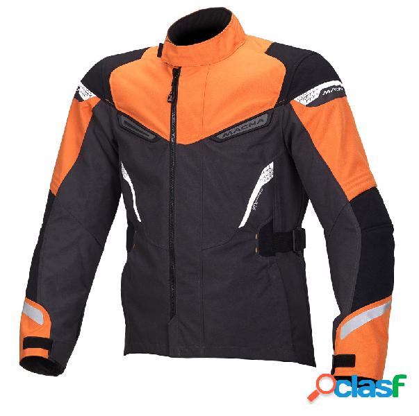 Giacca moto touring Macna Myth WP grigio scuro arancio nero