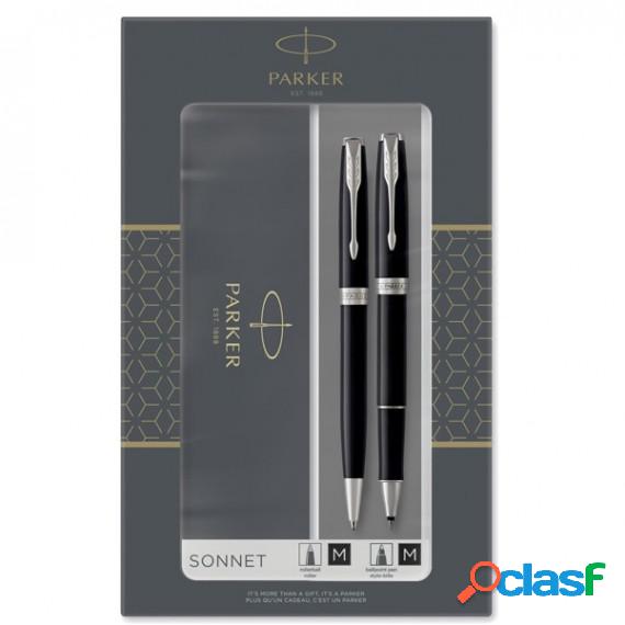 Gift set Sonnet Black CT - sfera M / roller F - Parker