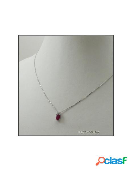 Girocollo in oro bianco 18kt con rubino naturale e diamanti