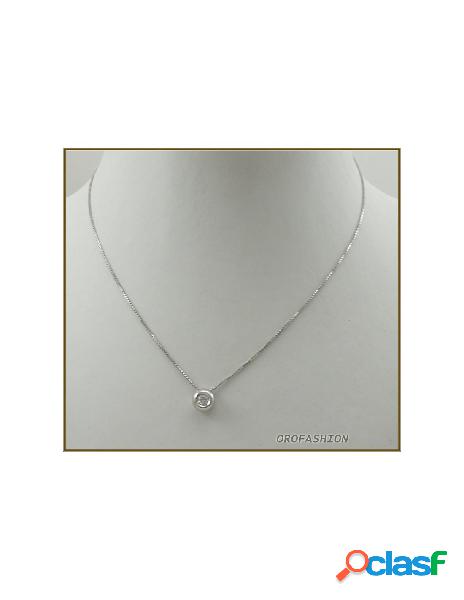 Girocollo oro bianco 18Kt con diamante solitario - 1121510