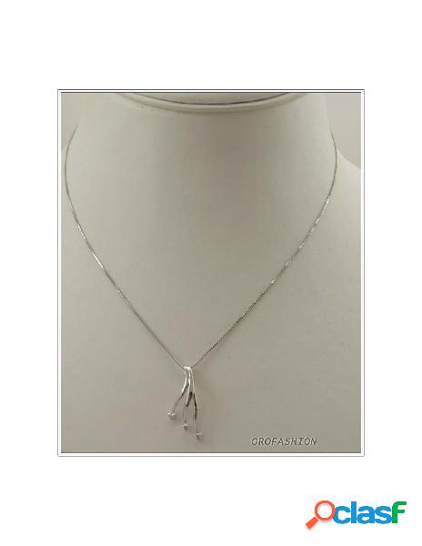 Girocollo oro bianco 18Kt trilogy di diamanti - 1651526
