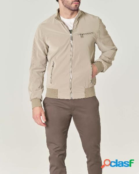 Giubbino bomber Robin beige in similpelle