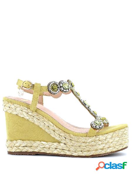 Gold&Gold Sandali con pietre e zeppa alta, GJ643 2753 - Lime