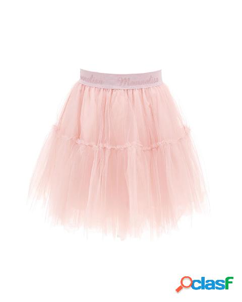 Gonna a lunghezza media in tulle rosa antico con balze 6-12