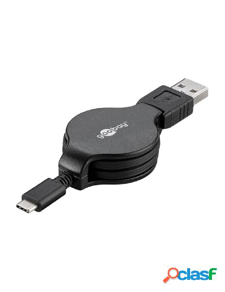 Goobay - cavo retrattile da usb-c&trade a usb a 1m nero