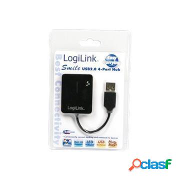 Hub a 4 Porte USB 2.0 LogiLink Smile - Nero